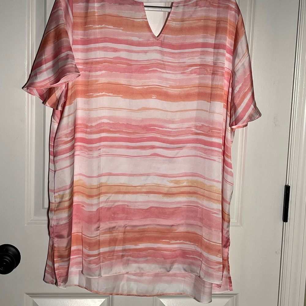 Susan Graver Printed Charmeuse Flutter-Sleeve Tun… - image 4